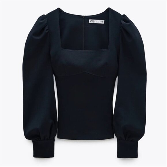 Zara Voluminous Puff Sleeve Square Neckline Top Size XS,S NEW WITH TAG! - Picture 2 of 8